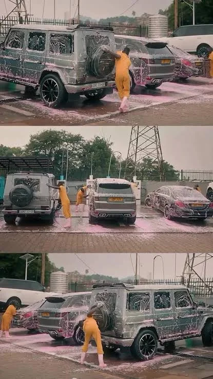 A Range Rover being washed at the car wash